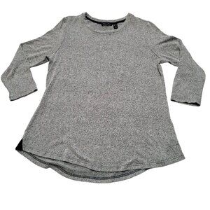 H by Halston Tunic Shirt Flowy Soft Comfy Long Sleeves Grey Crew Neck Medium QVC